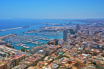 Aerial View of Alicante Port and Cityscape