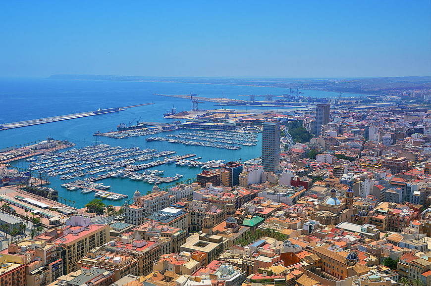 Aerial View of Alicante Port and Cityscape