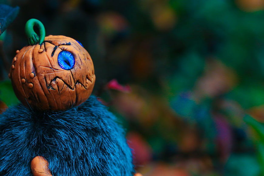 Handmade Clay Pumpkin Monster with Blue Eye