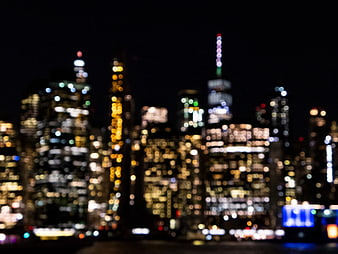 Abstract Bokeh City Skyline at Night