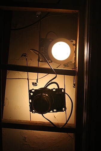 Exposed Ceiling Light Fixtures in Dark Room