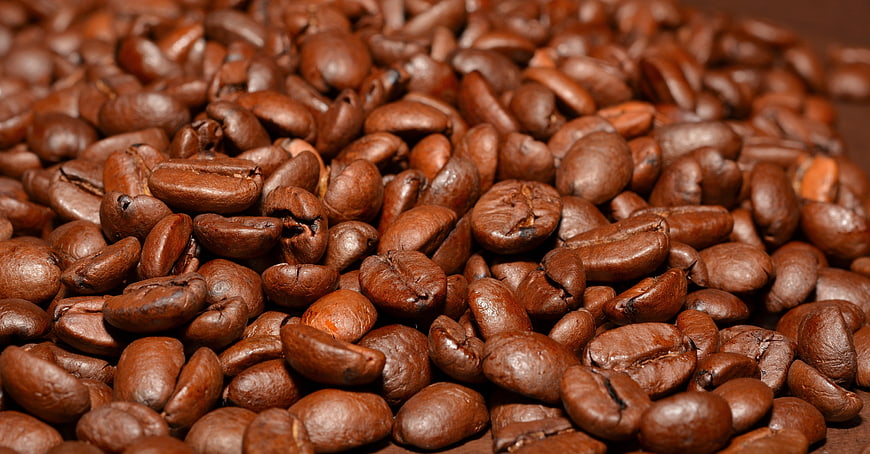 Close-up of roasted coffee beans texture background