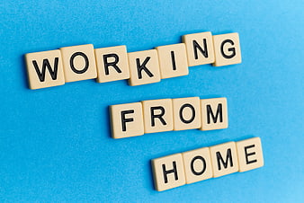 Working from Home Scrabble Tiles on Blue Background