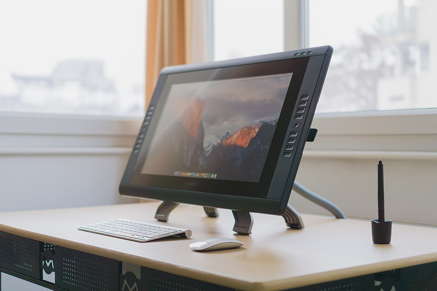 Professional Graphics Tablet Monitor on Modern Office Desk