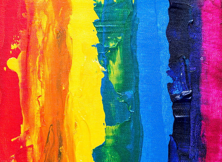 Abstract Rainbow Acrylic Paint Texture on Canvas