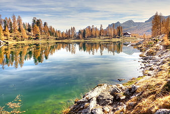 Autumn Reflections at Lago Federa in the Italian Dolomites