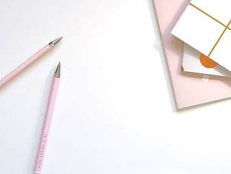 Minimalist Pink Stationery Flat Lay with Copy Space