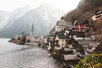 Halstatt Village Lake Mountain Landscape