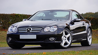 Black Mercedes-Benz CLK Coupe on Country Road