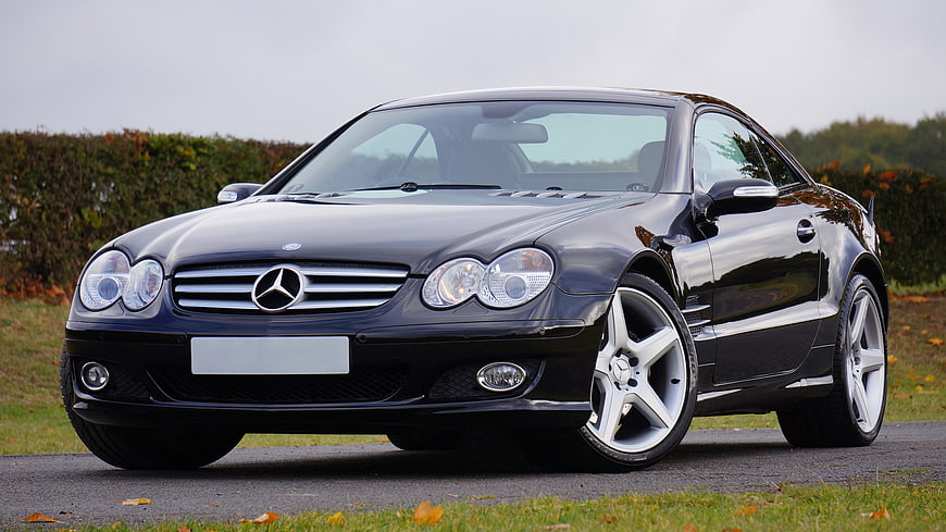 Black Mercedes-Benz CLK Coupe on Country Road