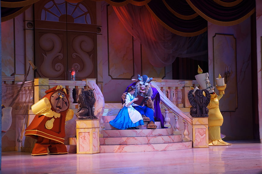 Beauty and the Beast stage musical performance with actors