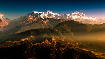 Majestic Snow-Capped Himalayan Peaks At Golden Hour