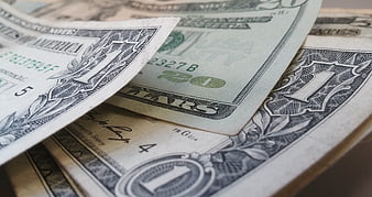 Close-up of US Dollar Bills and Currency