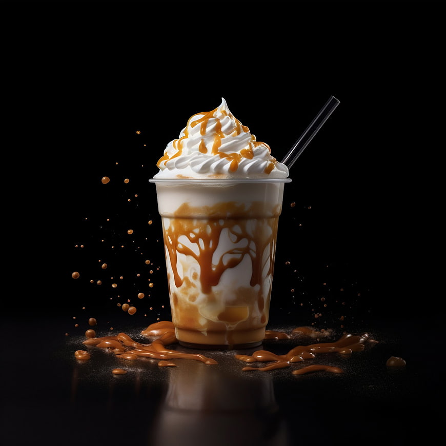 Caramel Frappuccino with Whipped Cream and Splashes