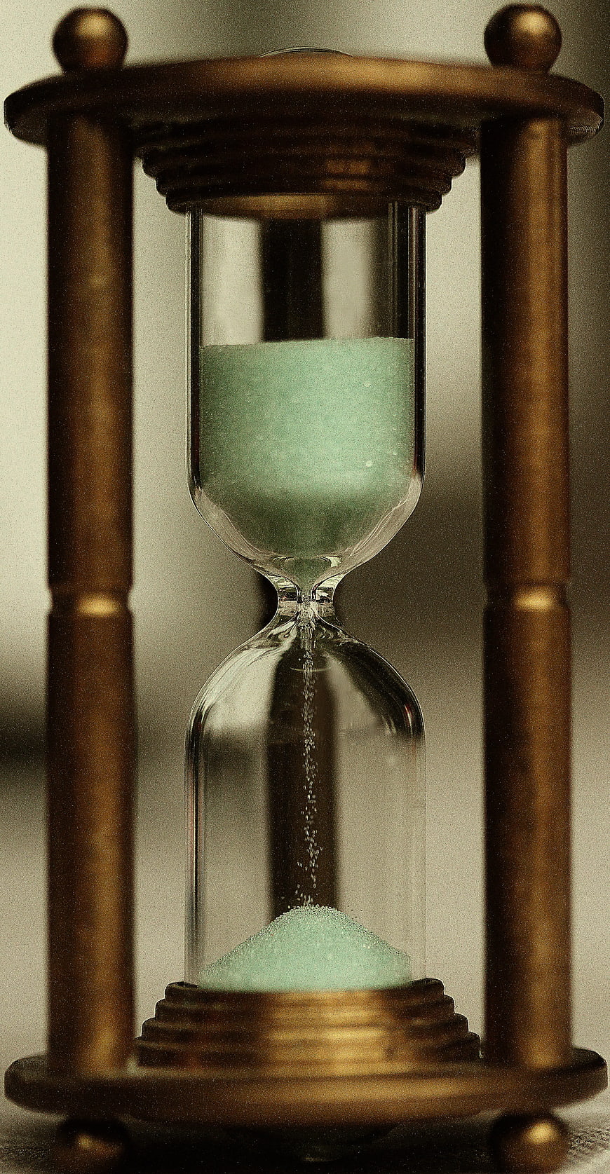 Vintage Brass Hourglass with Green Sand