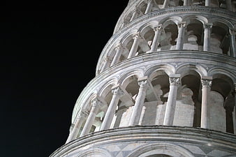 Night view of the Leaning Tower of Pisa architecture