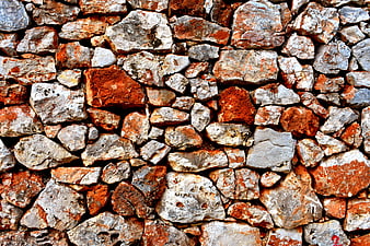 Rustic Stone Wall Texture With Red And Gray Rocks