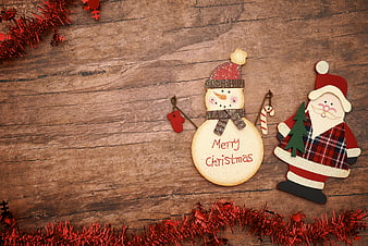 Christmas Cookies and Ornaments on Wooden Background