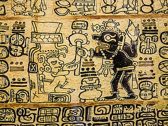 Ancient Mesoamerican Codex Manuscript Detail