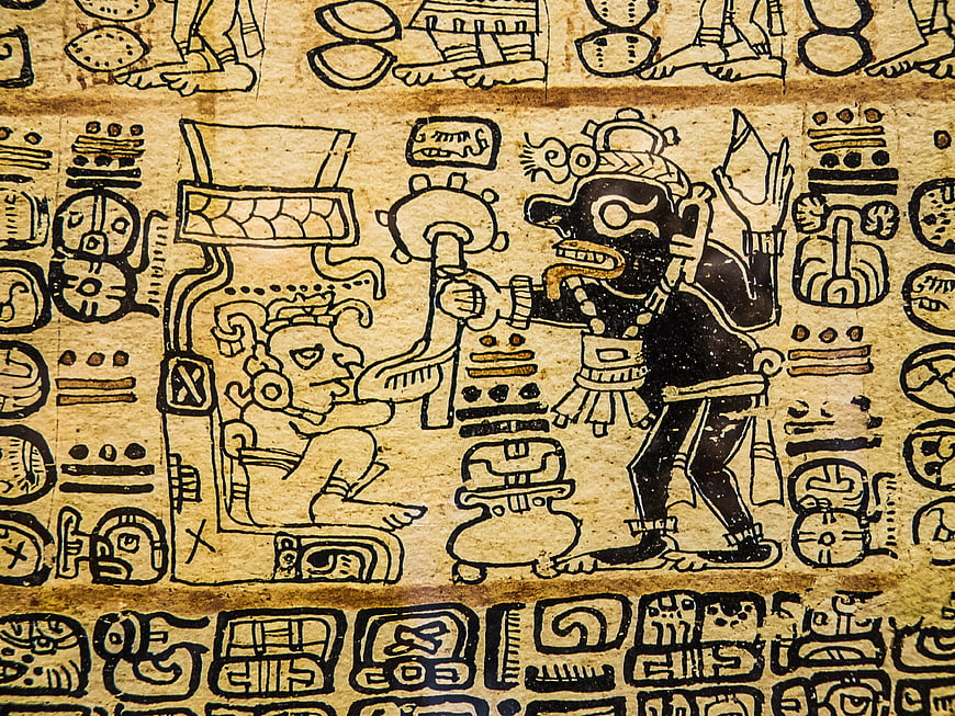 Ancient Mesoamerican Codex Manuscript Detail