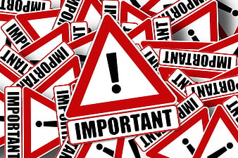 Red Important Warning Signs and Exclamation Marks