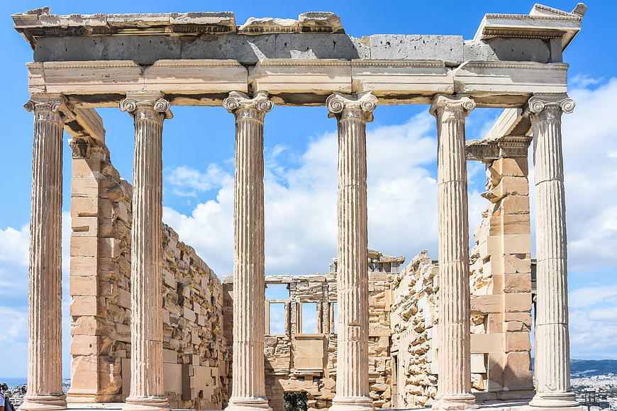 Ancient Greek Temple Columns on the Acropolis in Athens