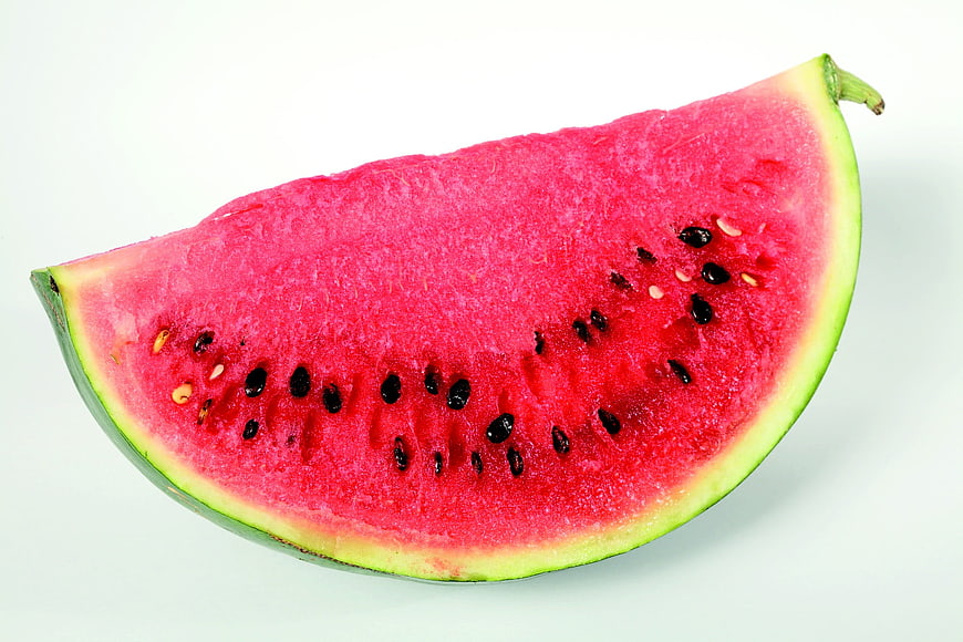 Fresh Red Watermelon Slice On White Background