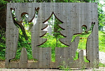 Wooden Forest Symbol Sculpture in Nature