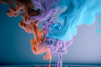 Abstract 3D Render of Swirling Colorful Ink in Water