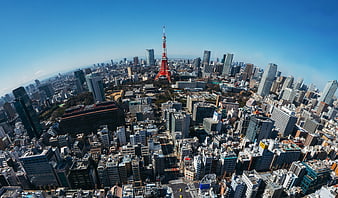 Aerial View of Tokyo Skyline with Tokyo Tower