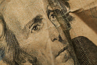 Close-up Macro of Worn US One Hundred Dollar Bill