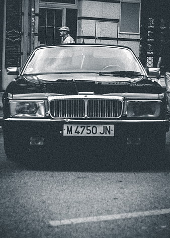 Vintage Black BMW 7 Series E32 Front View