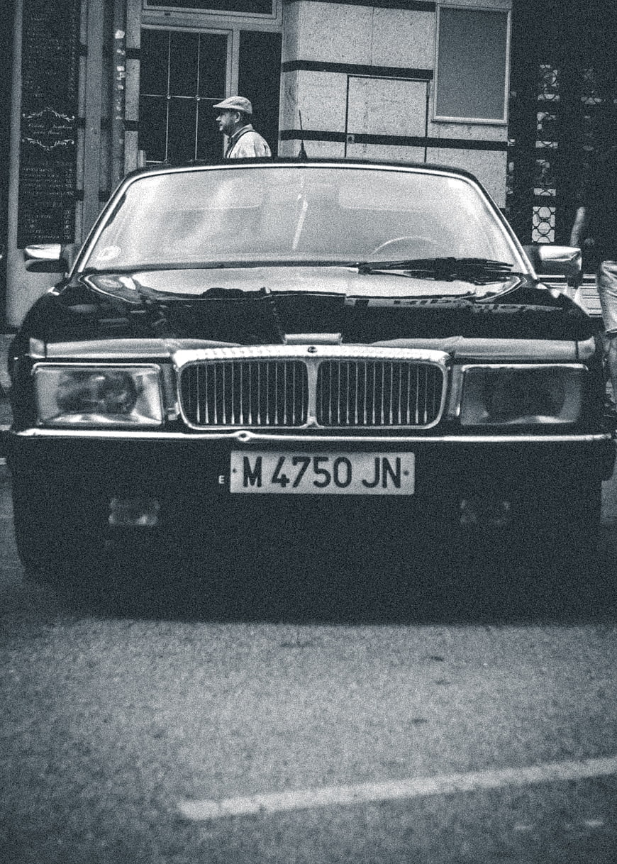 Vintage Black BMW 7 Series E32 Front View