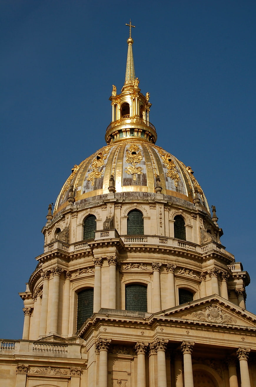 Golden Dome of St Paul's Cathedral Against Blue Sky