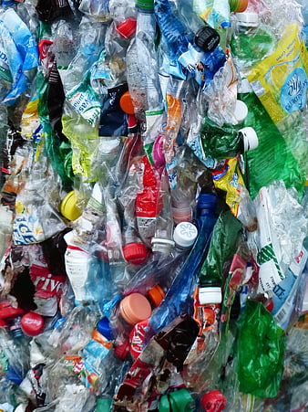 Compressed plastic bottles recycling bales