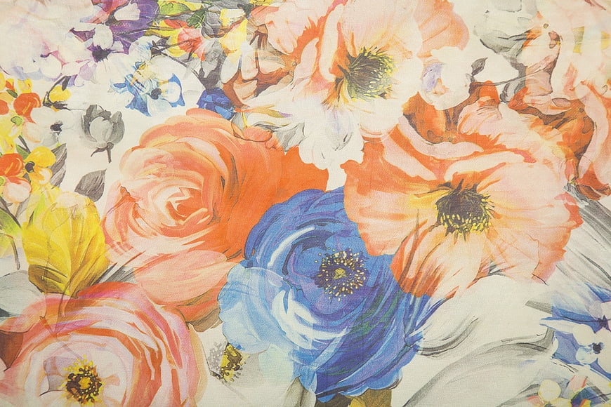 Colorful Watercolor Floral Pattern on White Background