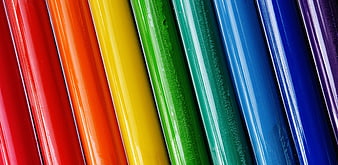 Closeup of colorful plastic rods in rainbow spectrum