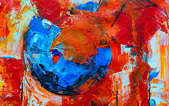 Abstract Acrylic Painting with Blue and Red Brushstrokes