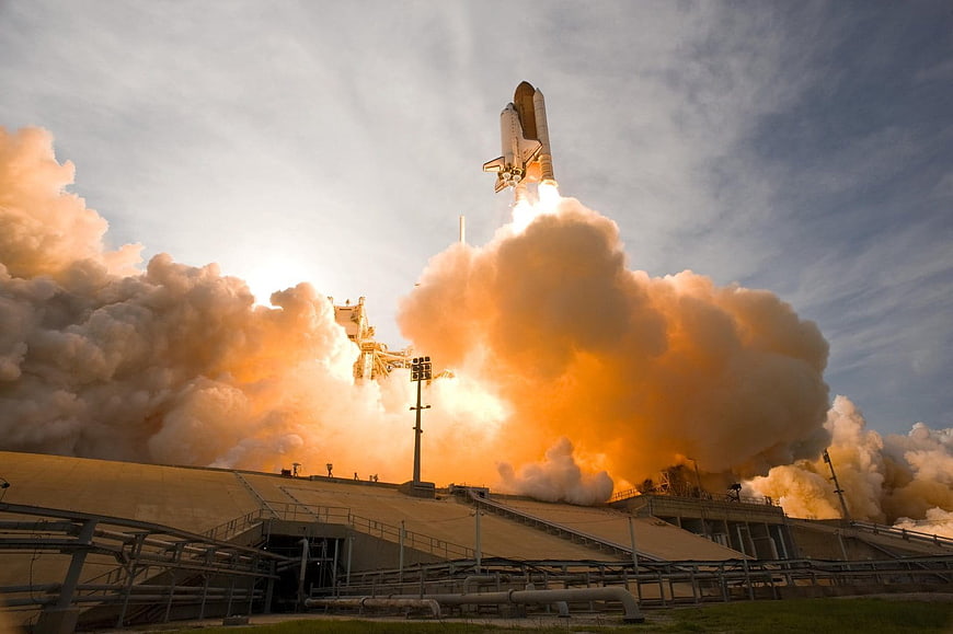 Space Shuttle Launch with Massive Smoke Plume