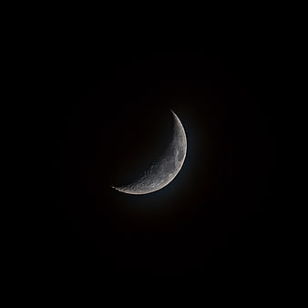 Crescent Moon in Dark Night Sky with Craters