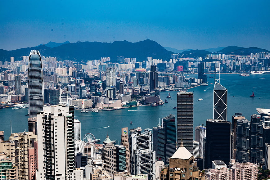 Hong Kong City Skyline View Over Victoria Harbour