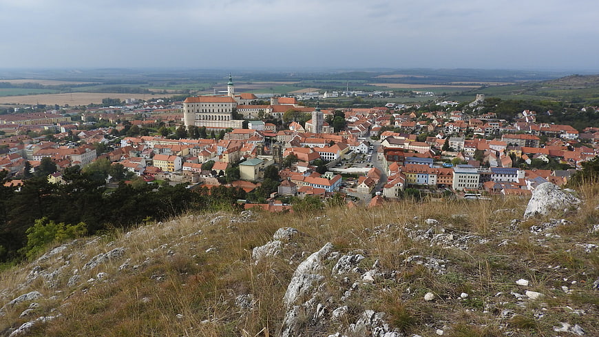 Aerial View of Mikulov Castle and Old Town in Moravia
