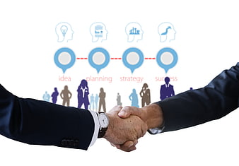 Business Handshake With Strategy Infographic Background