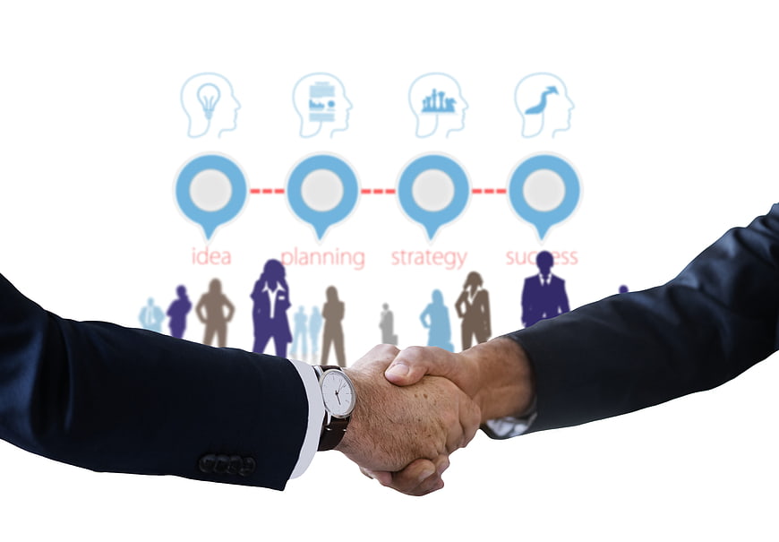 Business Handshake With Strategy Infographic Background