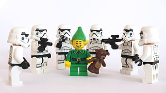 Lego Elf Minifigure Surrounded by Stormtroopers