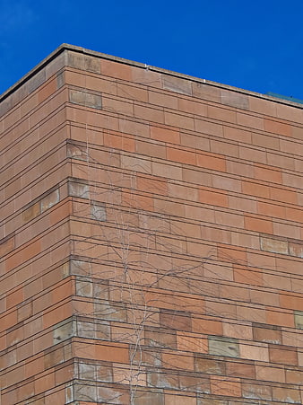 Modern Brick Building Corner with Blue Sky