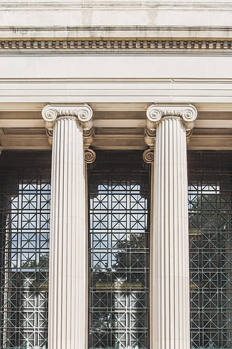 Classical Ionic Columns and Geometric Window Grille Architecture