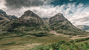 Dramatic Scottish Highlands Landscape with Rocky Mountains