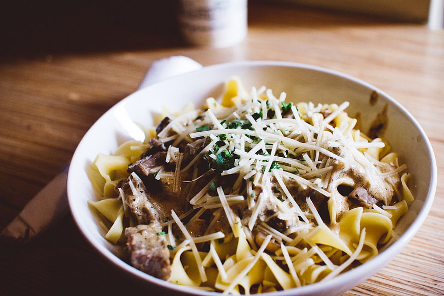 Creamy Beef Stroganoff Pasta with Parmesan Cheese