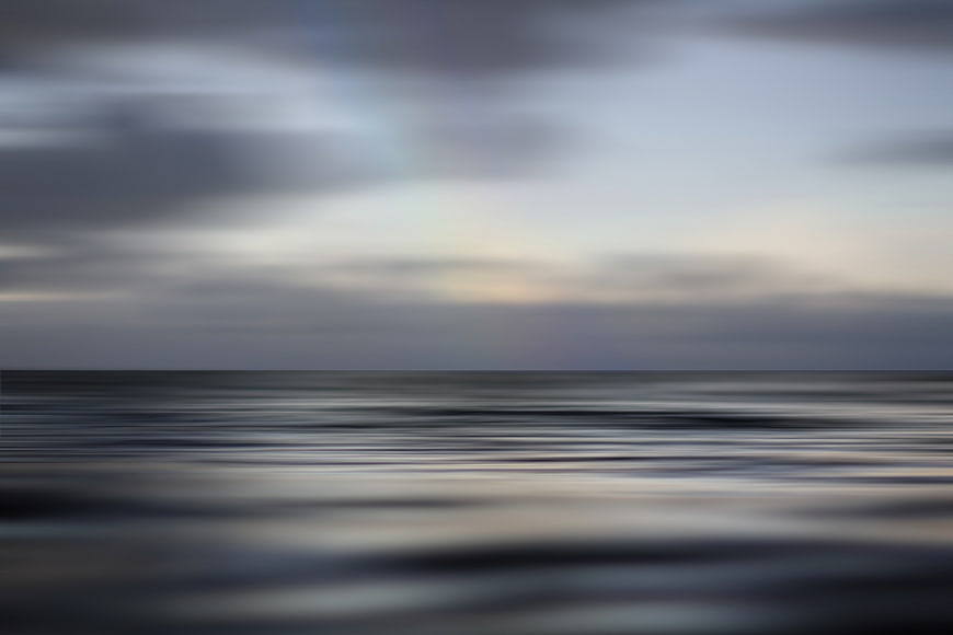 Abstract Blurred Ocean Horizon at Dusk